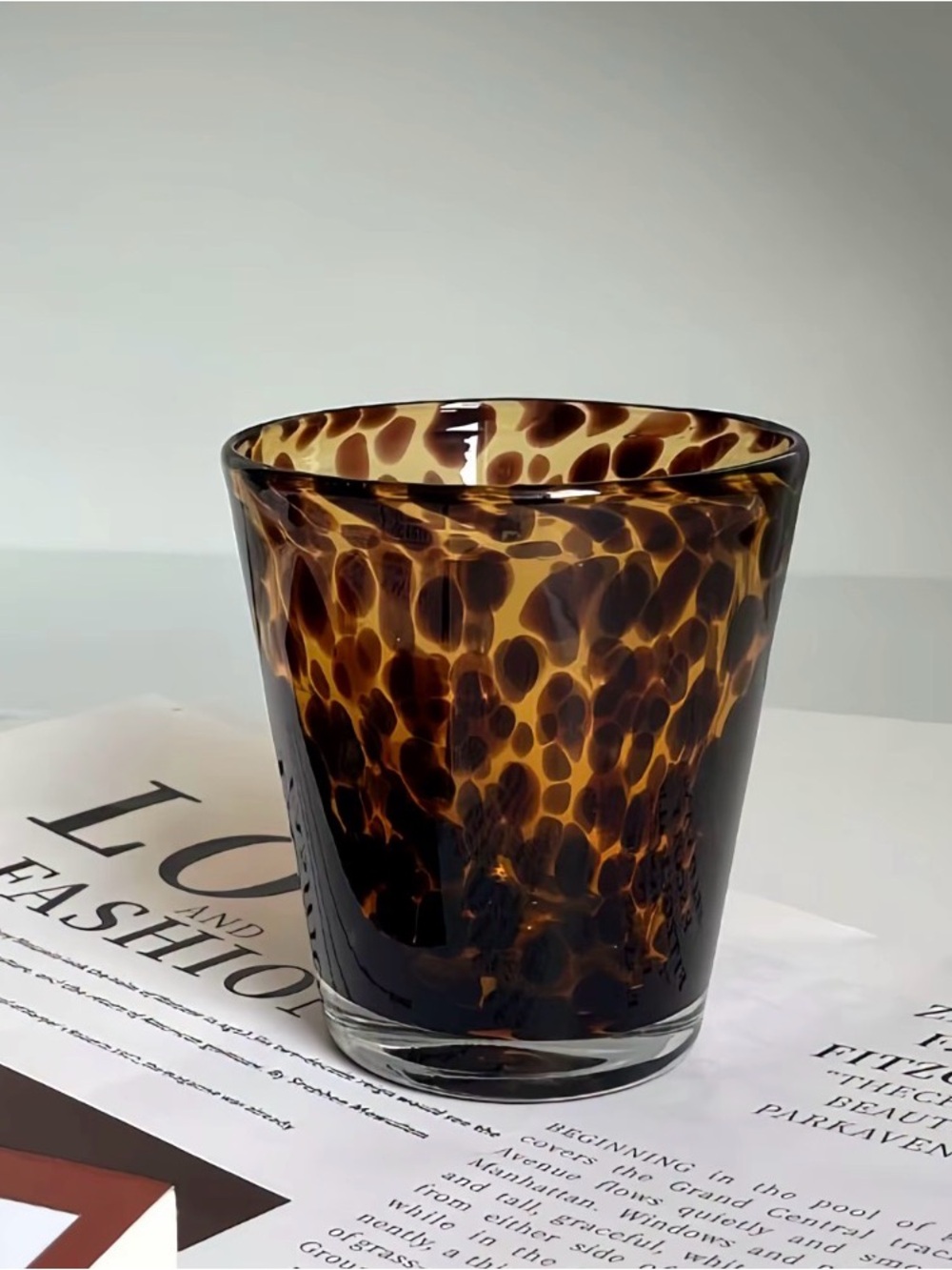 Tortoiseshell Patterned Glass Cup Decor